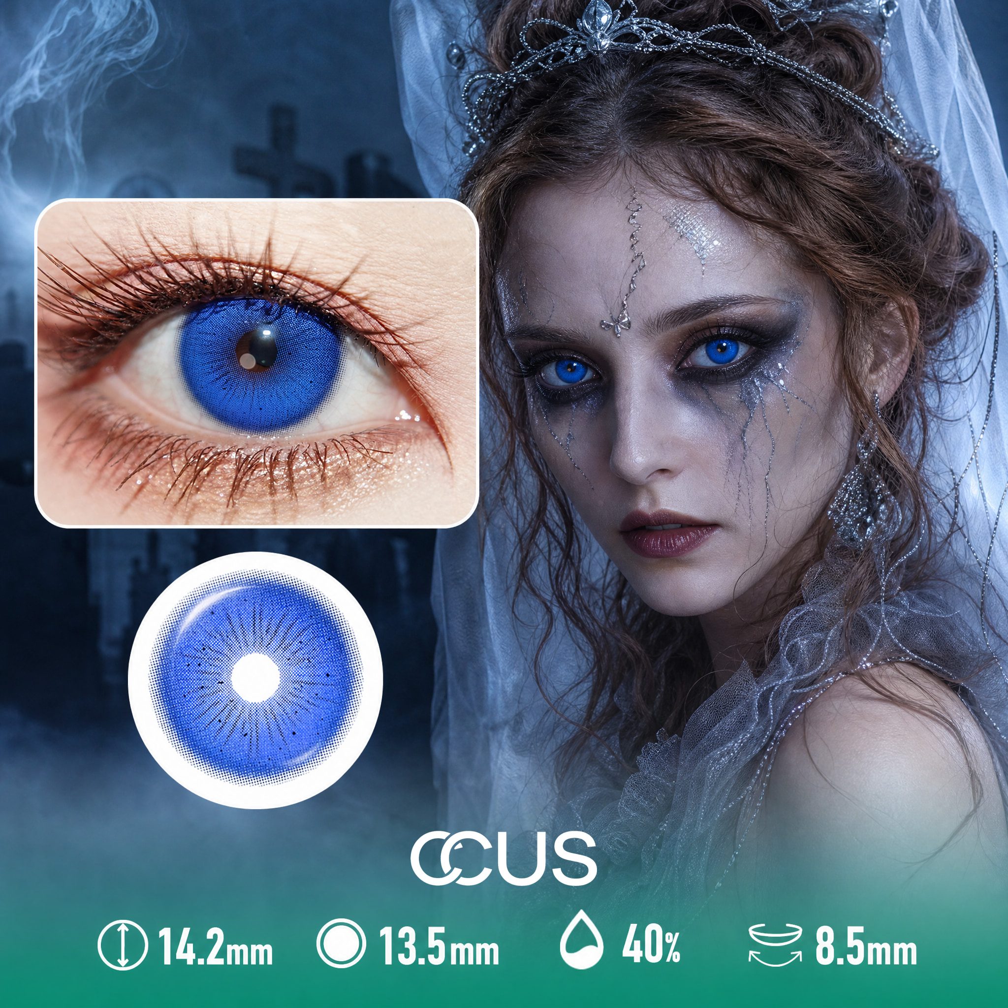 Haunted Blue Halloween Contact Lenses