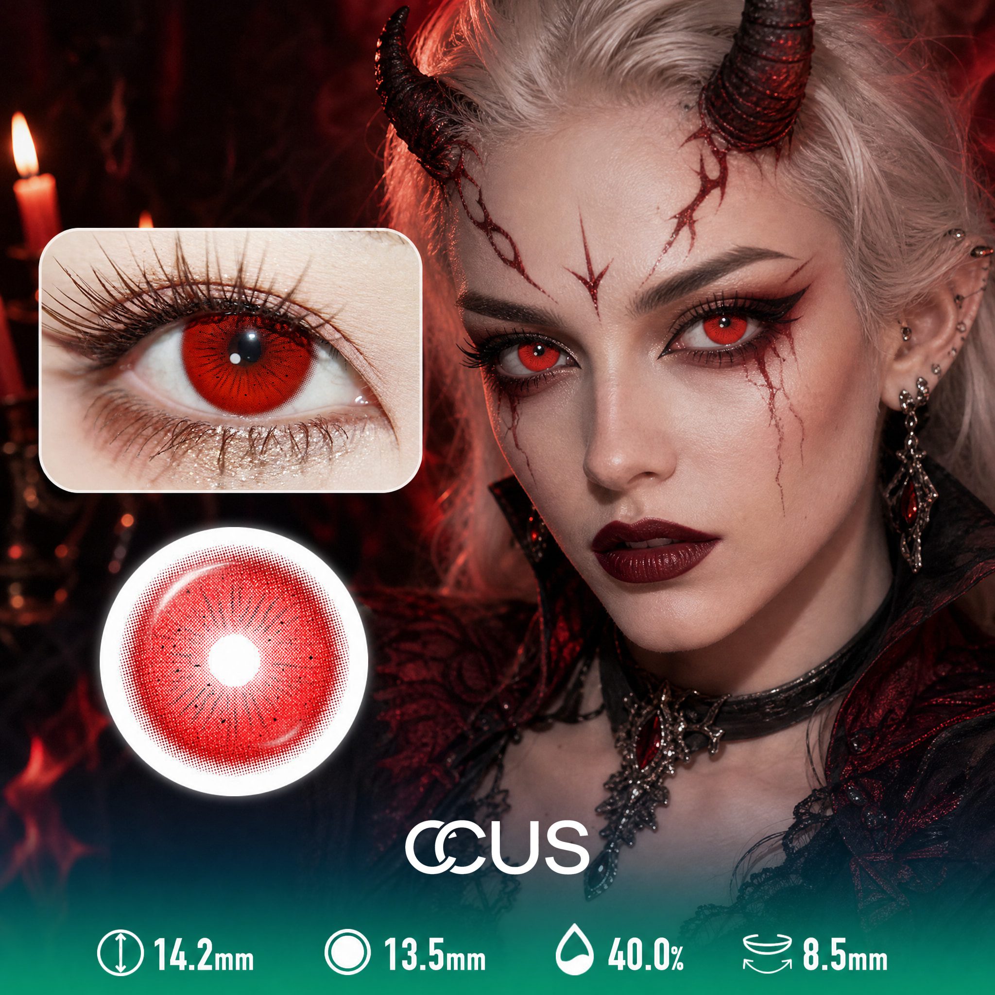 High Saturation Iris Red Halloween Contact Lenses - Ccus Eyewear · Premium Colored Contacts High Saturation Iris Red Halloween Contact Lenses