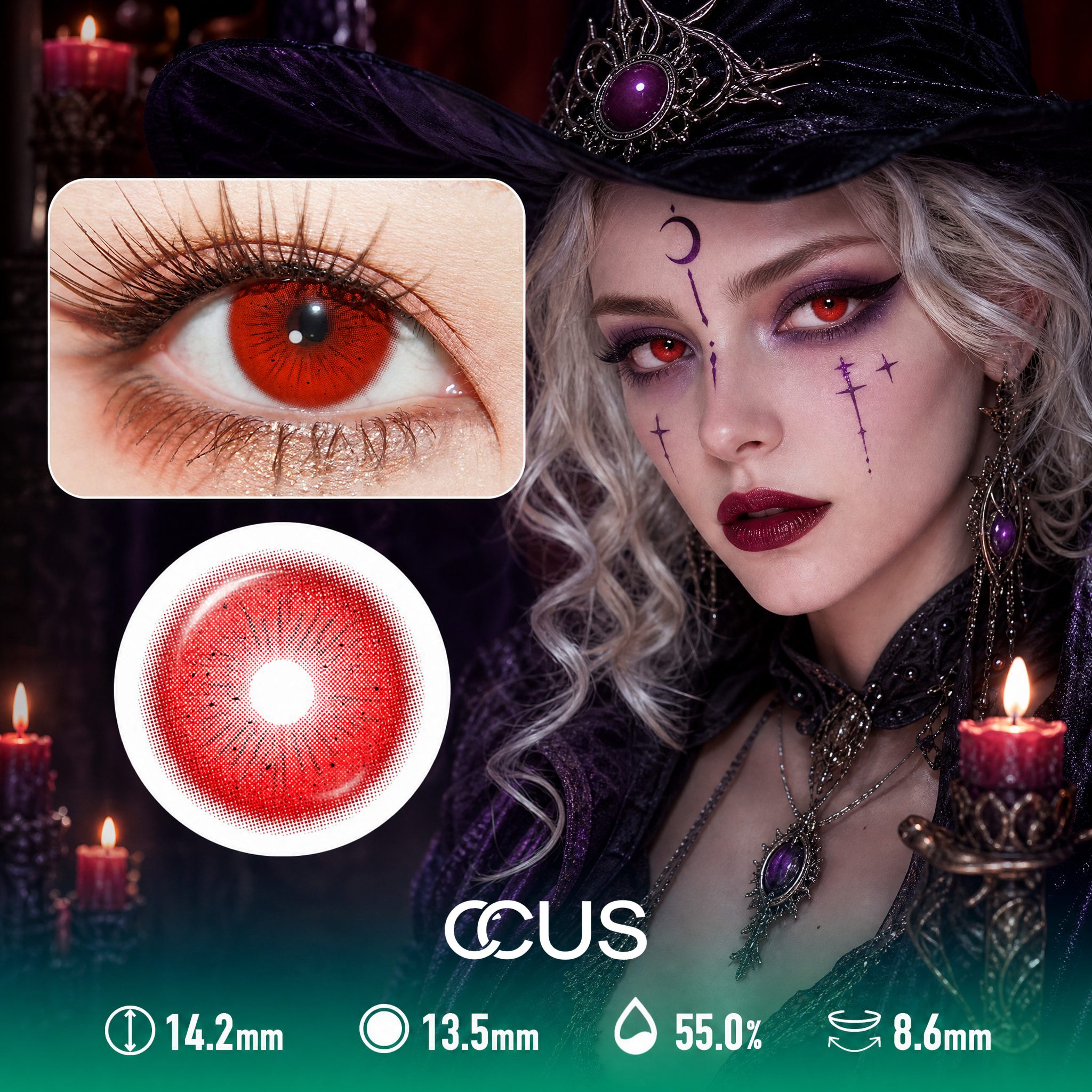 Highly Saturated Red Halloween Contact Lenses - Ccus Eyewear · Premium Colored Contacts Highly Saturated Red Halloween Contact Lenses