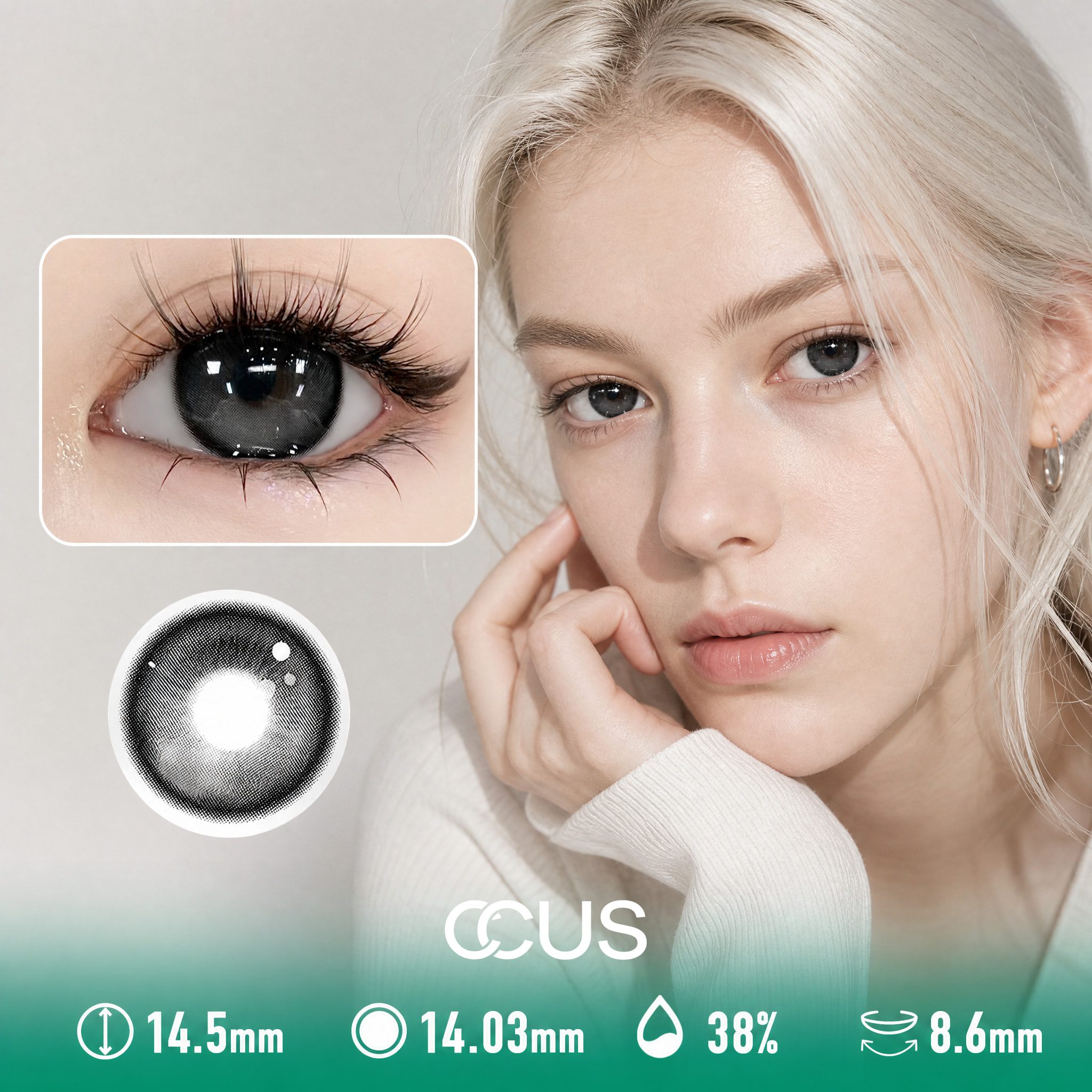 Ink Wash Grey Contact Lenses