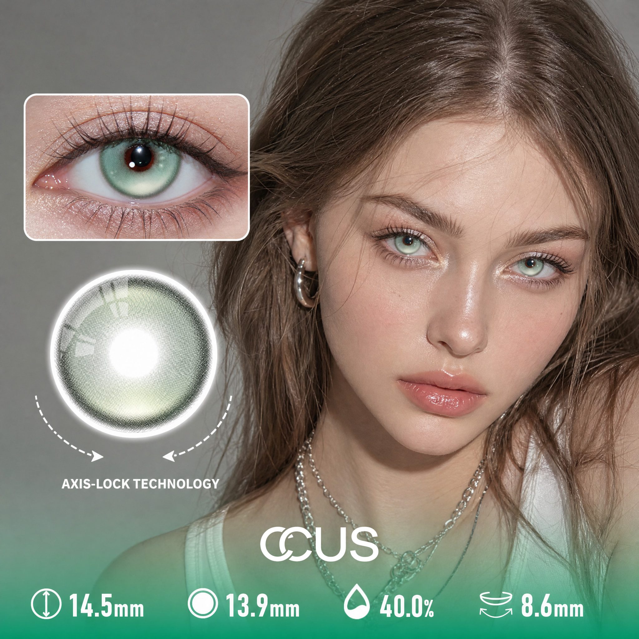 Mint Frost Seafoam Emerald Green Contact Lenses