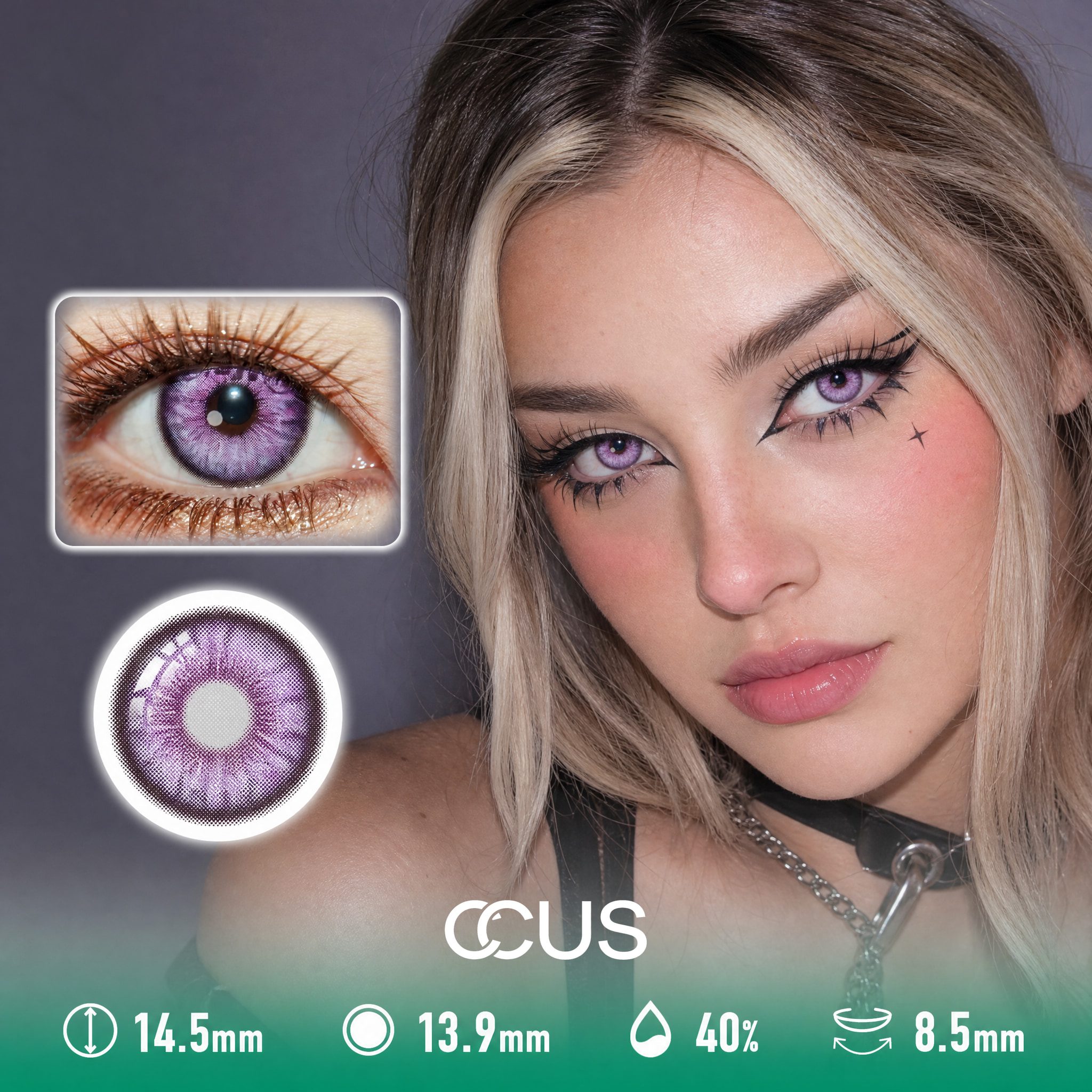 Neon Static Violet Purple Contact Lenses