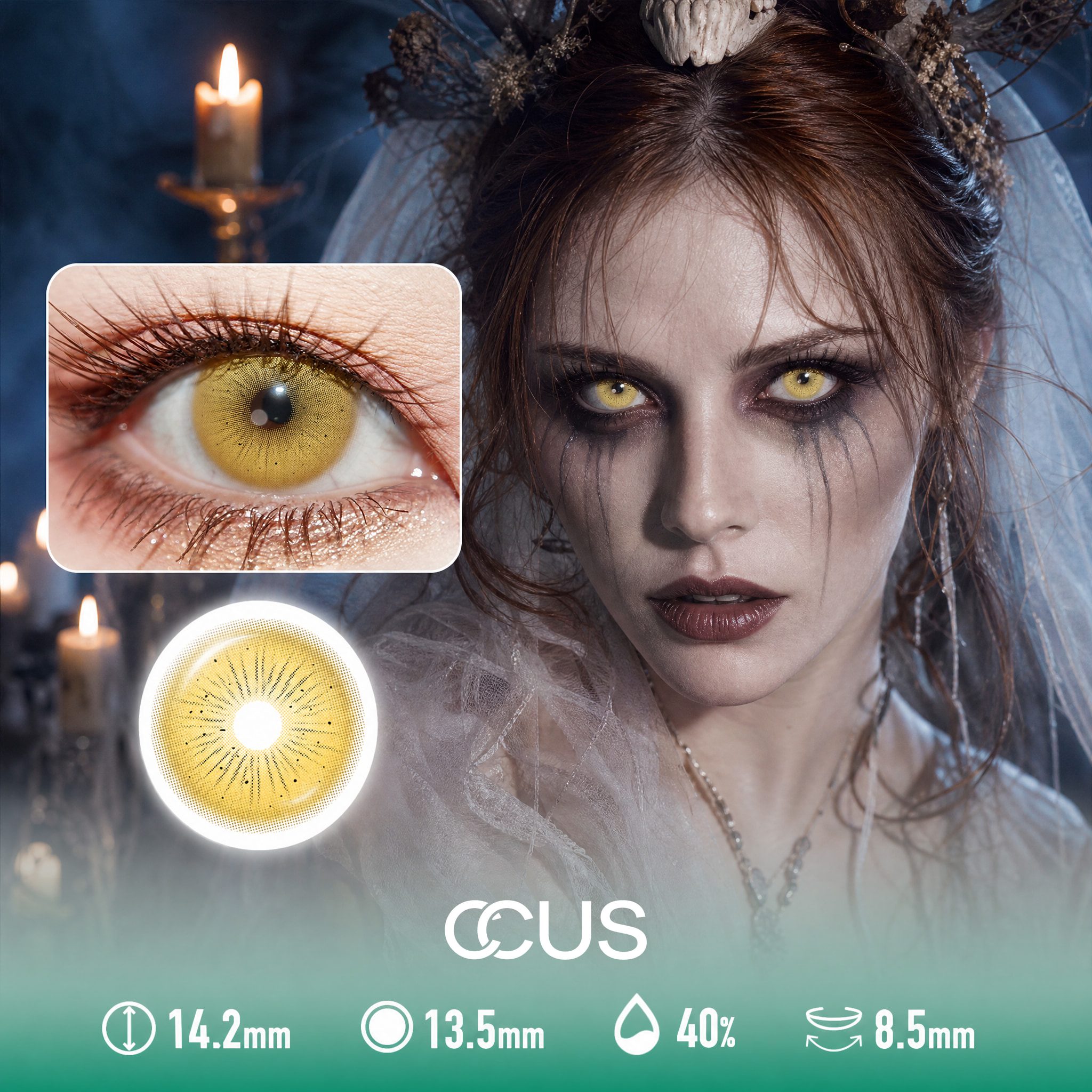 Nocturne Gold Halloween Contact Lenses - Ccus Eyewear · Premium Colored Contacts Nocturne Gold Halloween Contact Lenses