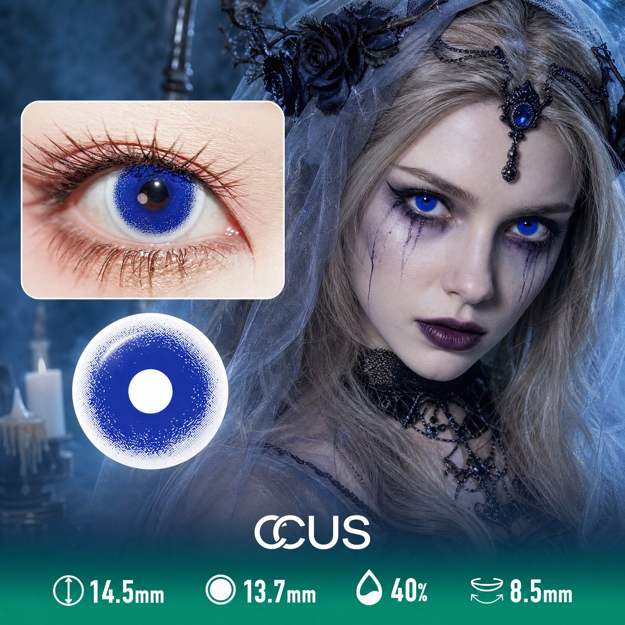 Phantom Nightmare Blue Halloween Contact Lenses