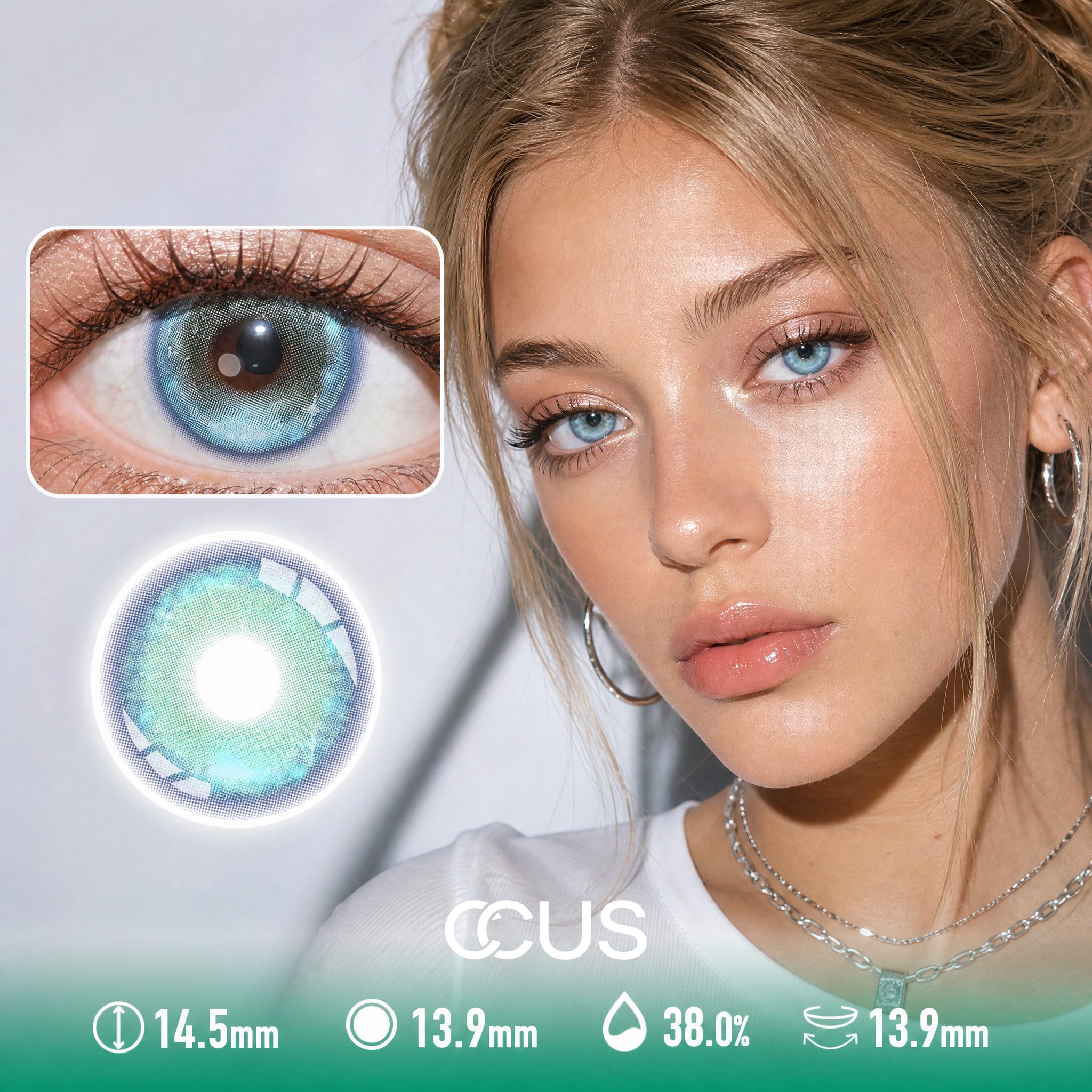 Poolside Cyan Azure Blue Contact Lenses