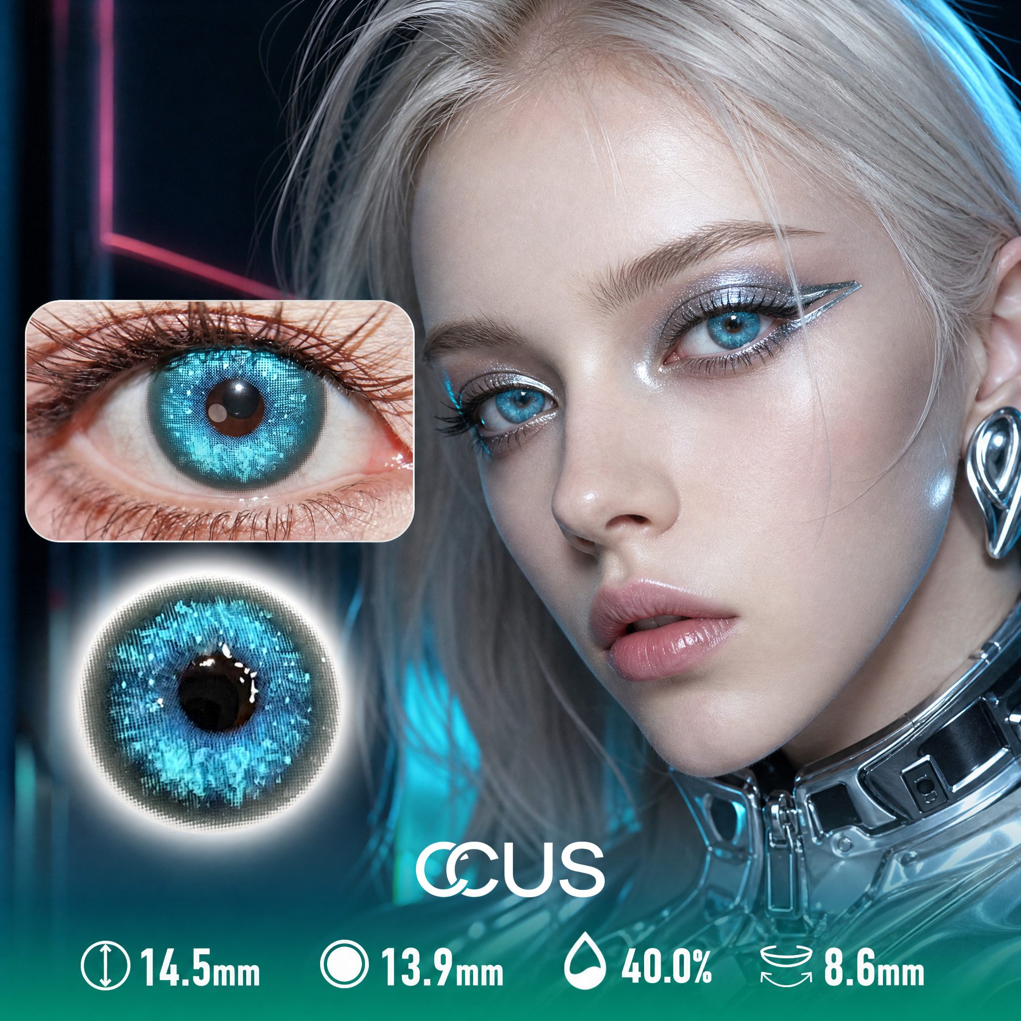 Satin Breeze Azure Blue Contact Lenses