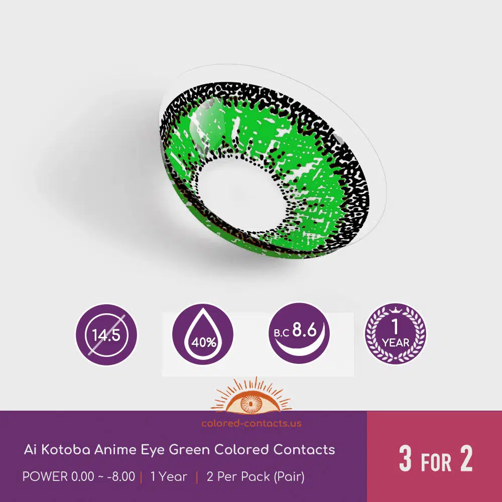 Ai Kotoba Anime Eye Green Colored Contacts
