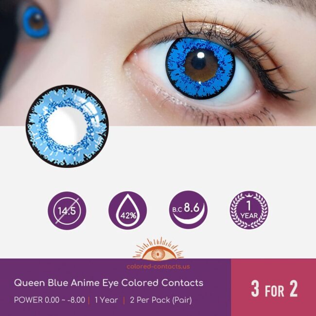 Kakeru Satsuki Cosplay Heterochromia Contact Lenses - Ccus Eyewear · Premium Colored Contacts Queen Blue Anime Eye Colored Contacts