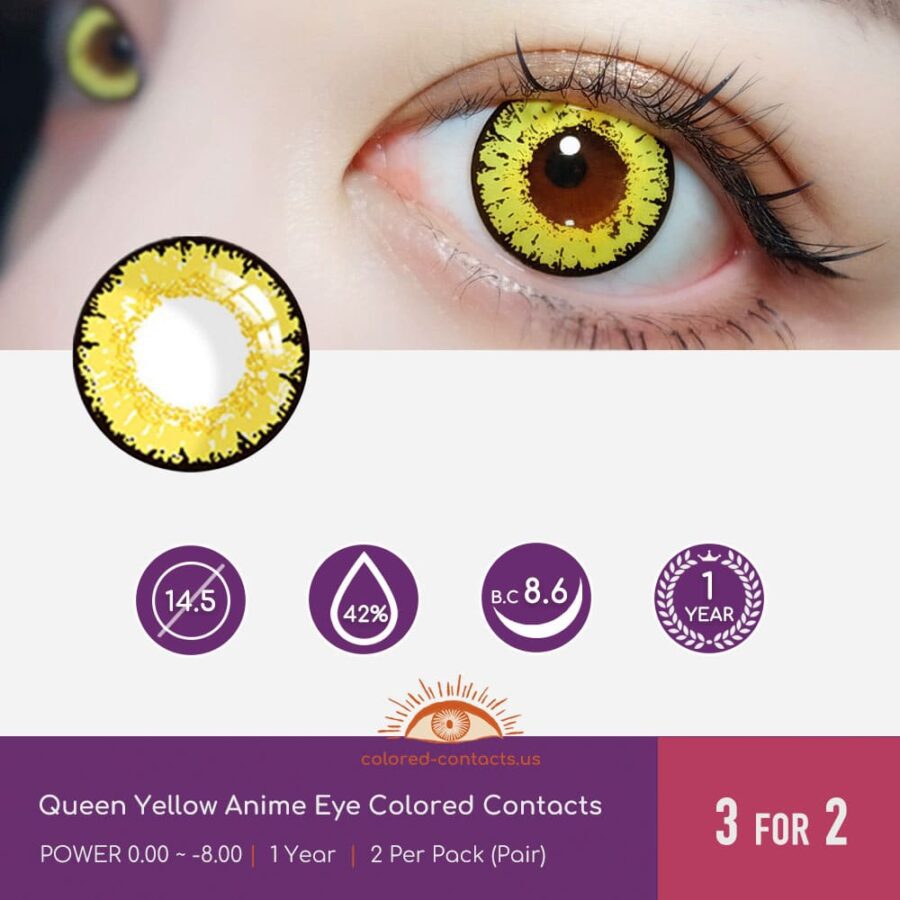 Queen Yellow Anime Eye Colored Contacts