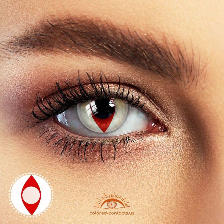 Red White Cat Eye Halloween Contacts
