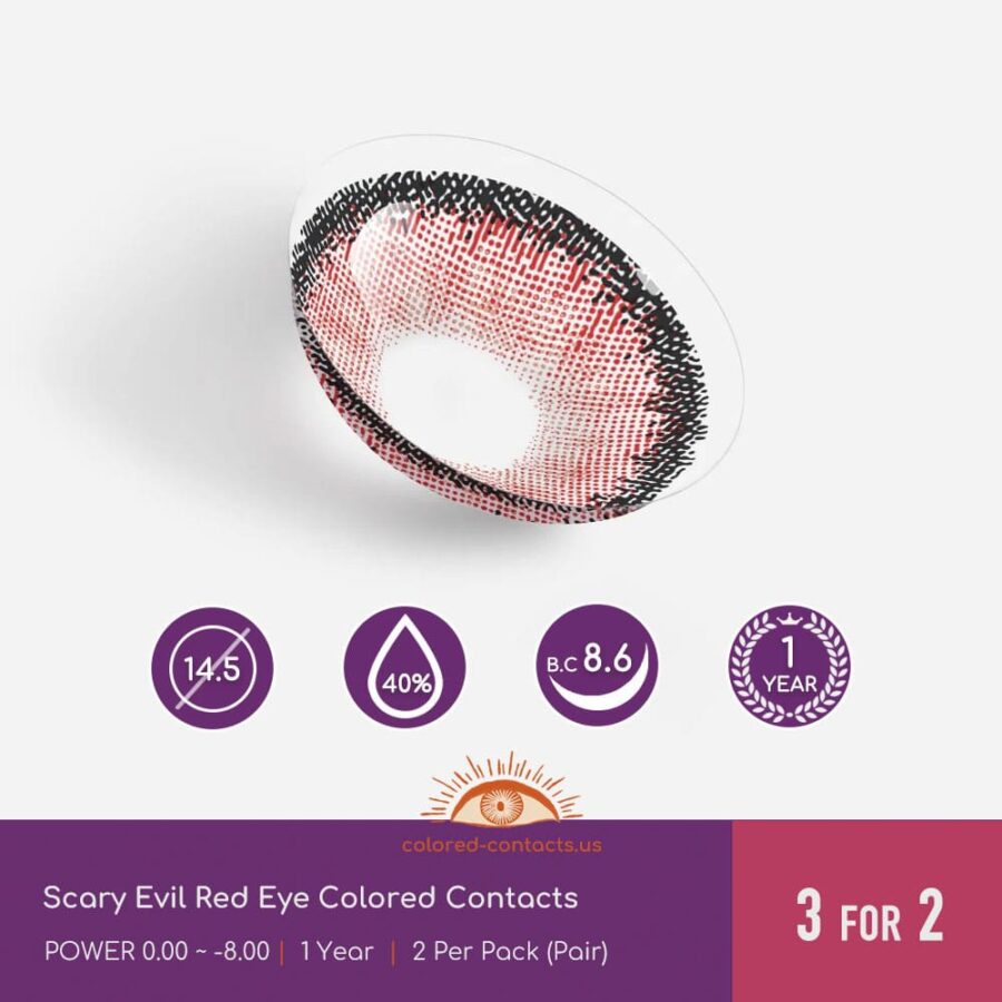 Scary Evil Red Eye Colored Contacts