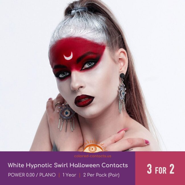 White Hypnotic Swirl Halloween Contacts