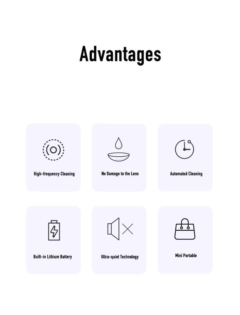 Lithium Battery Ultrasonic Colored Contacts Cleaner Premium Colored Contact Lenses