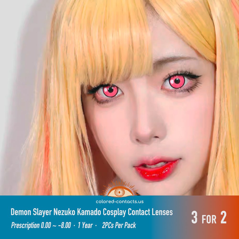 Demon Slayer Nezuko Kamado Cosplay Contact Lenses Colored Contacts Demon Slayer Nezuko Kamado Cosplay Contact Lenses Colored Contacts