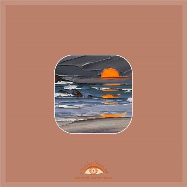 Oil Painting Seaside Sunset Contact Lenses Case