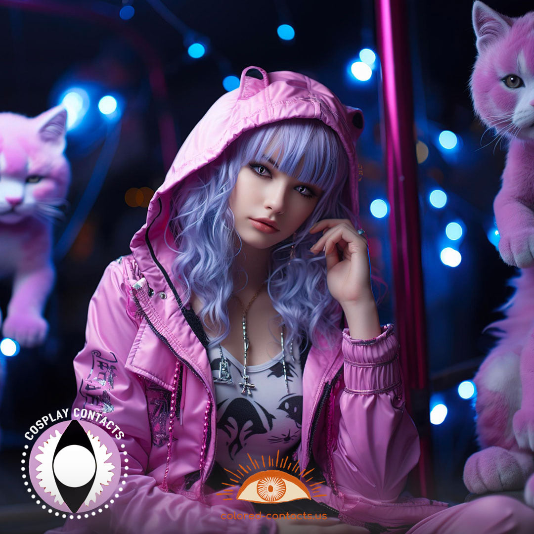 Purple White Cat Eye Contacts