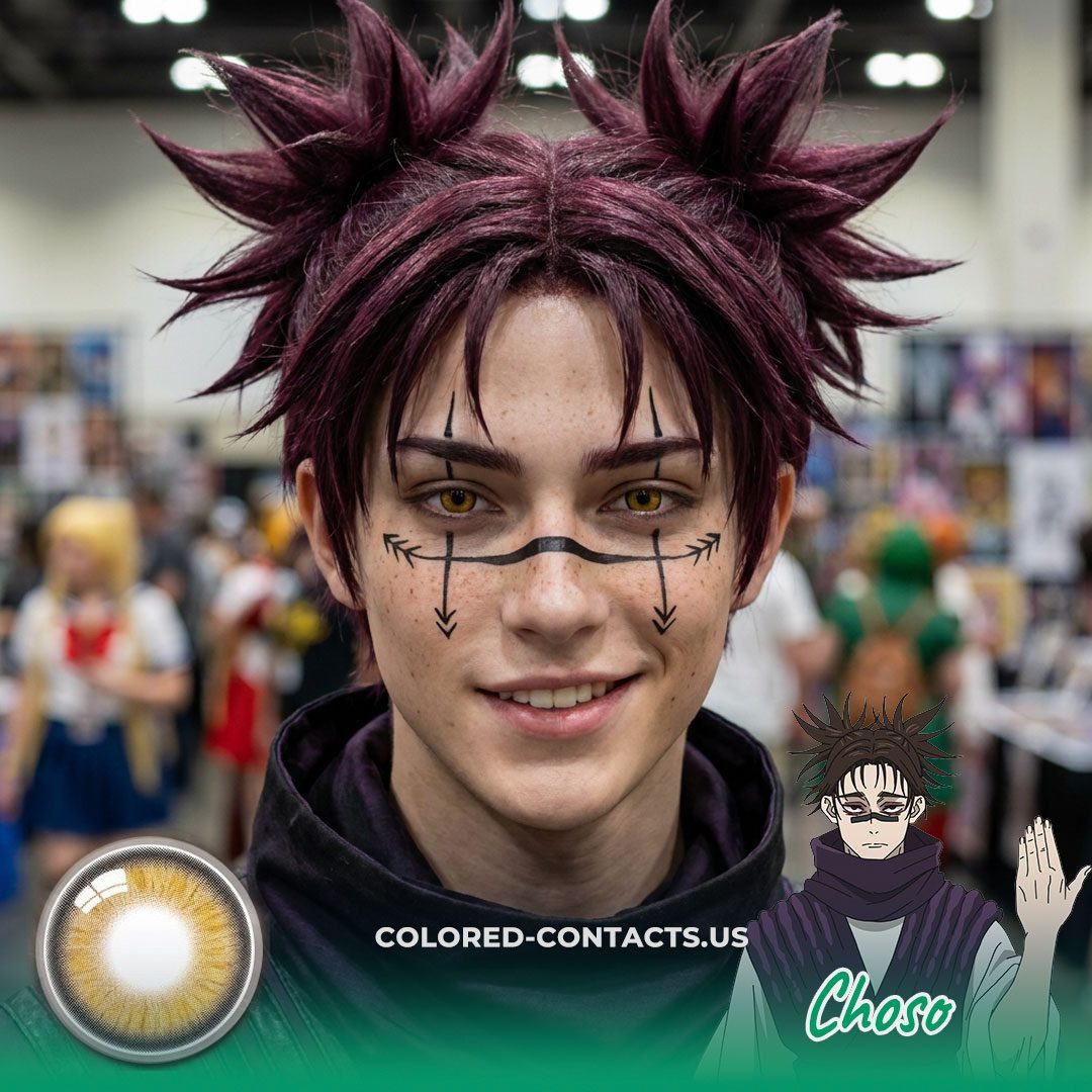 Model Wearing Choso Cosplay Contact Lenses