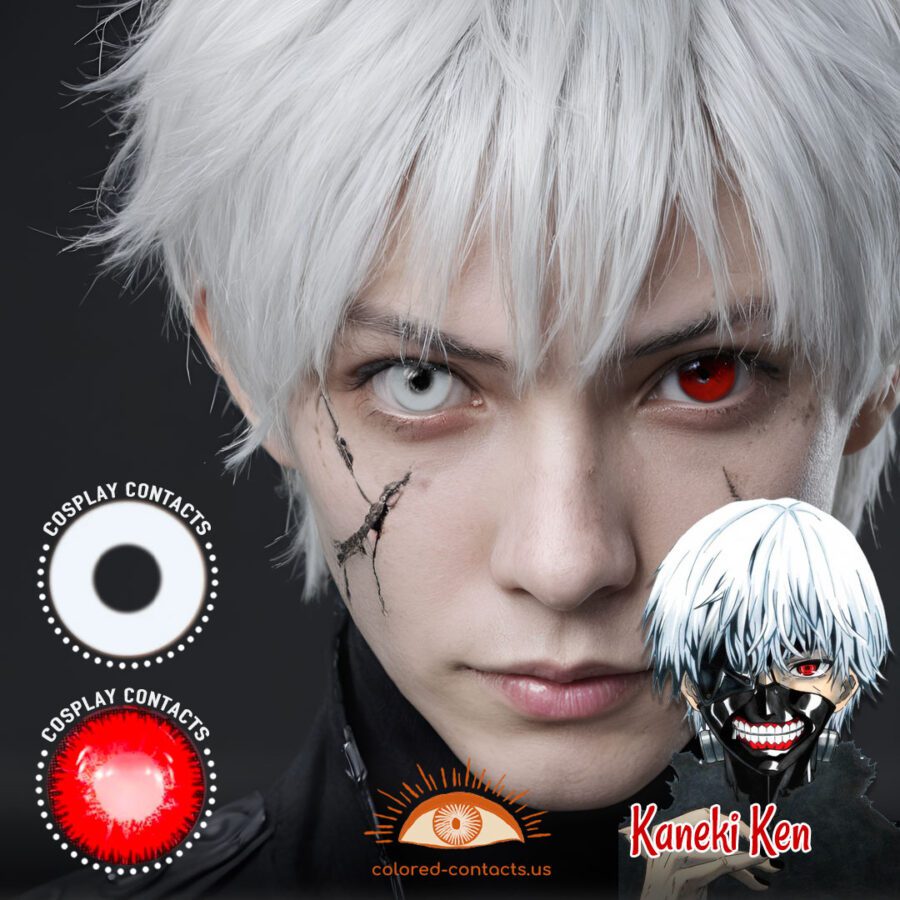 Kaneki Ken Cosplay White And Red Contact Lenses