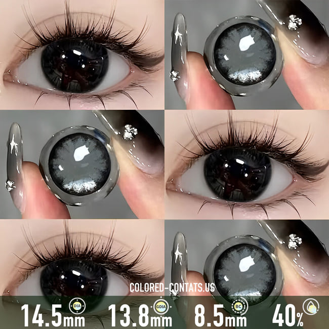 Charcoal Mist Pure Black Contact Lenses