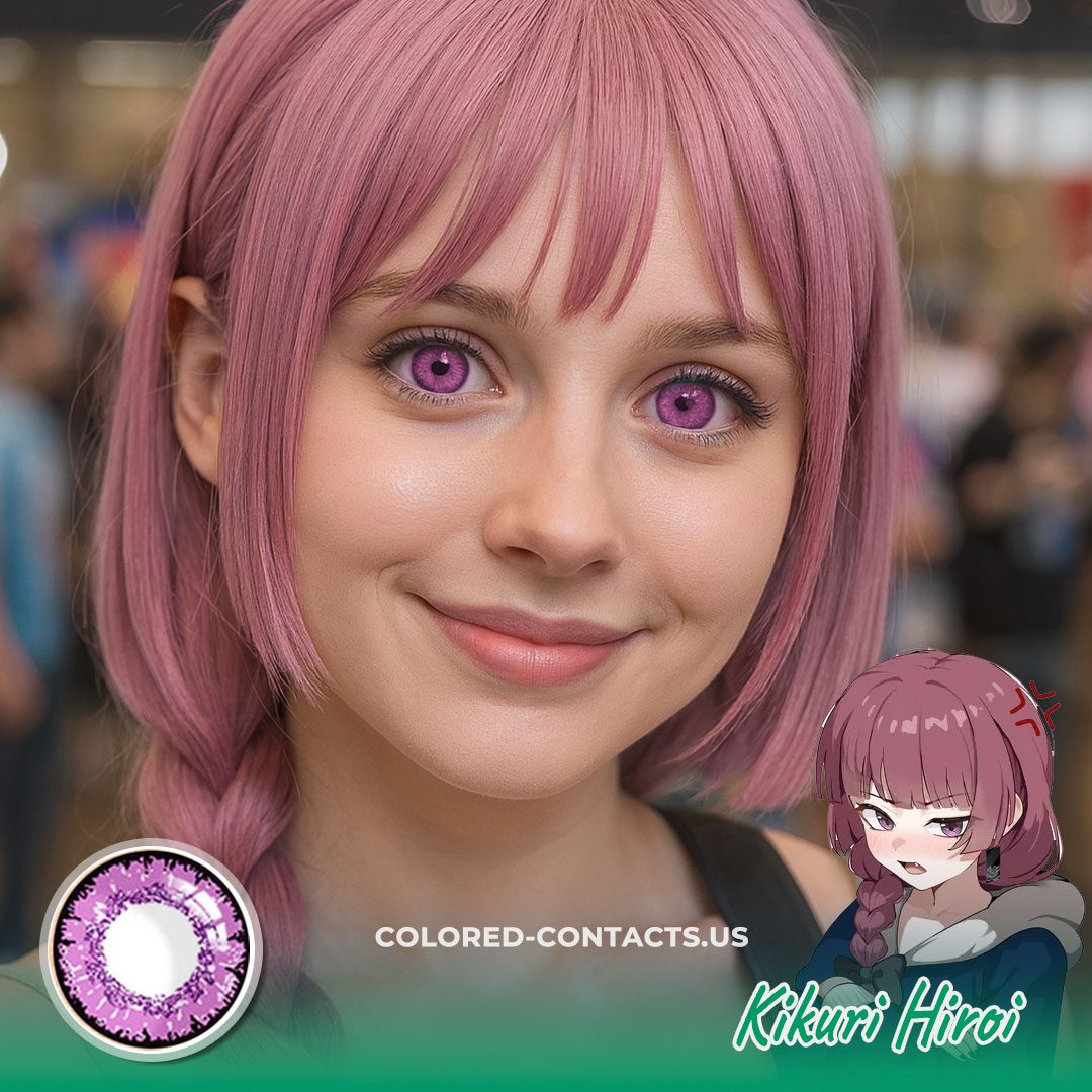 Kikuri Hiroi Cosplay Contact Lenses - Vibrant Purple! - CCUS