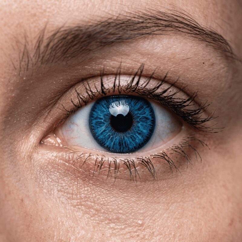 Blue Colored Contact Lens On Eye