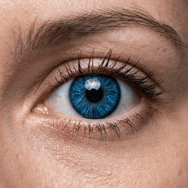 Blue Colored Contact Lens On Eye