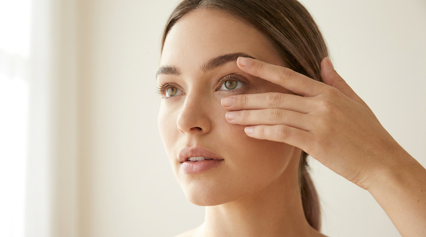 Holding The Upper And Lower Eyelids Open Before Inserting A Contact Lens