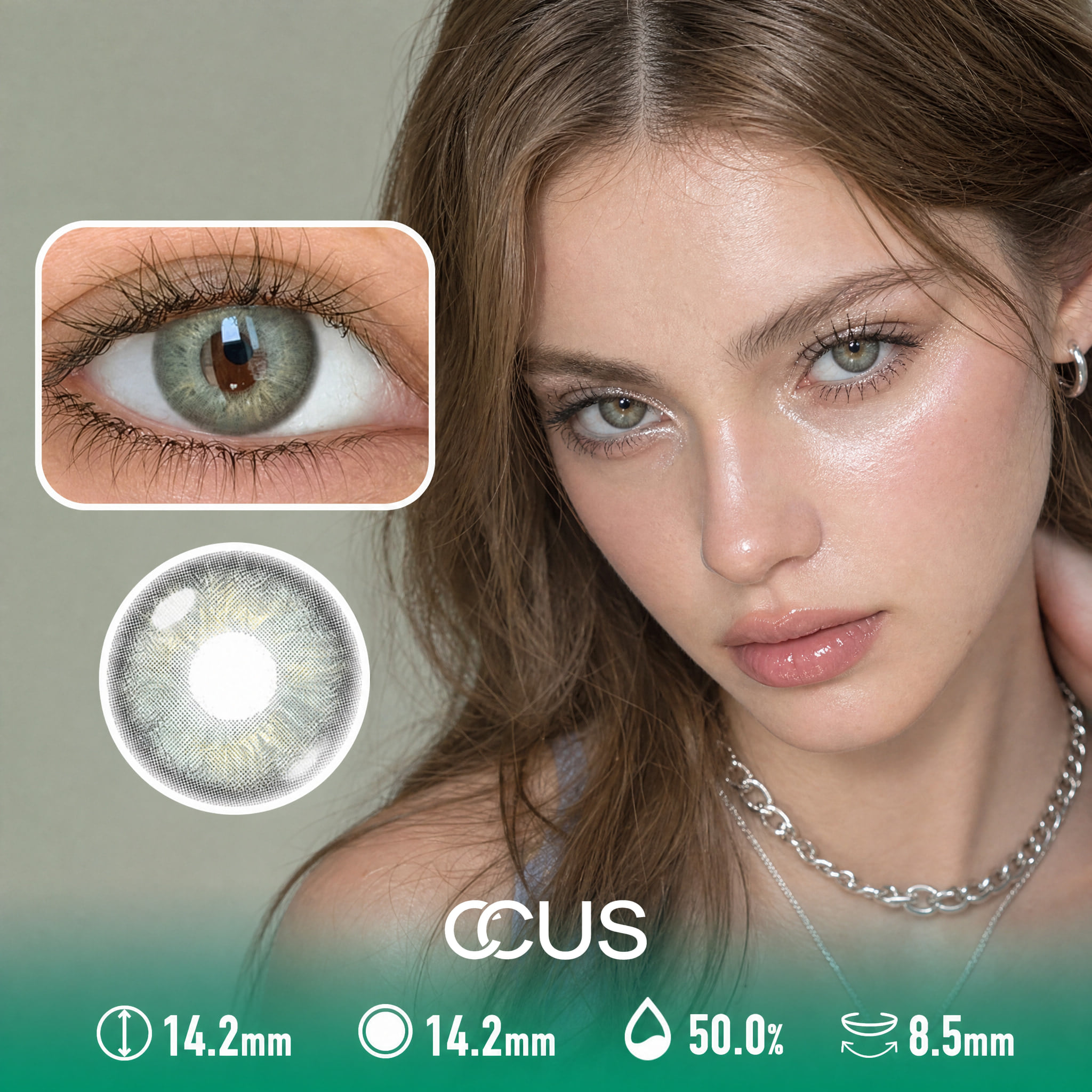 Camera Flash Jade Green Contact Lenses