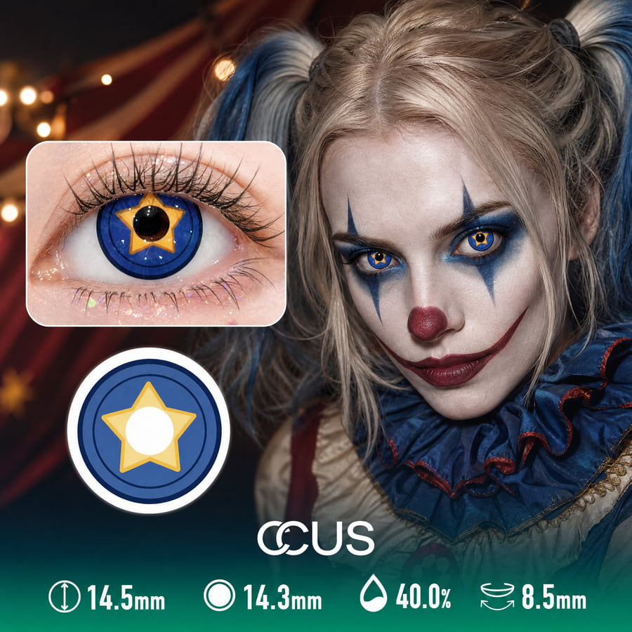 Midnight Blue Clown Star Cosplay Contact Lenses
