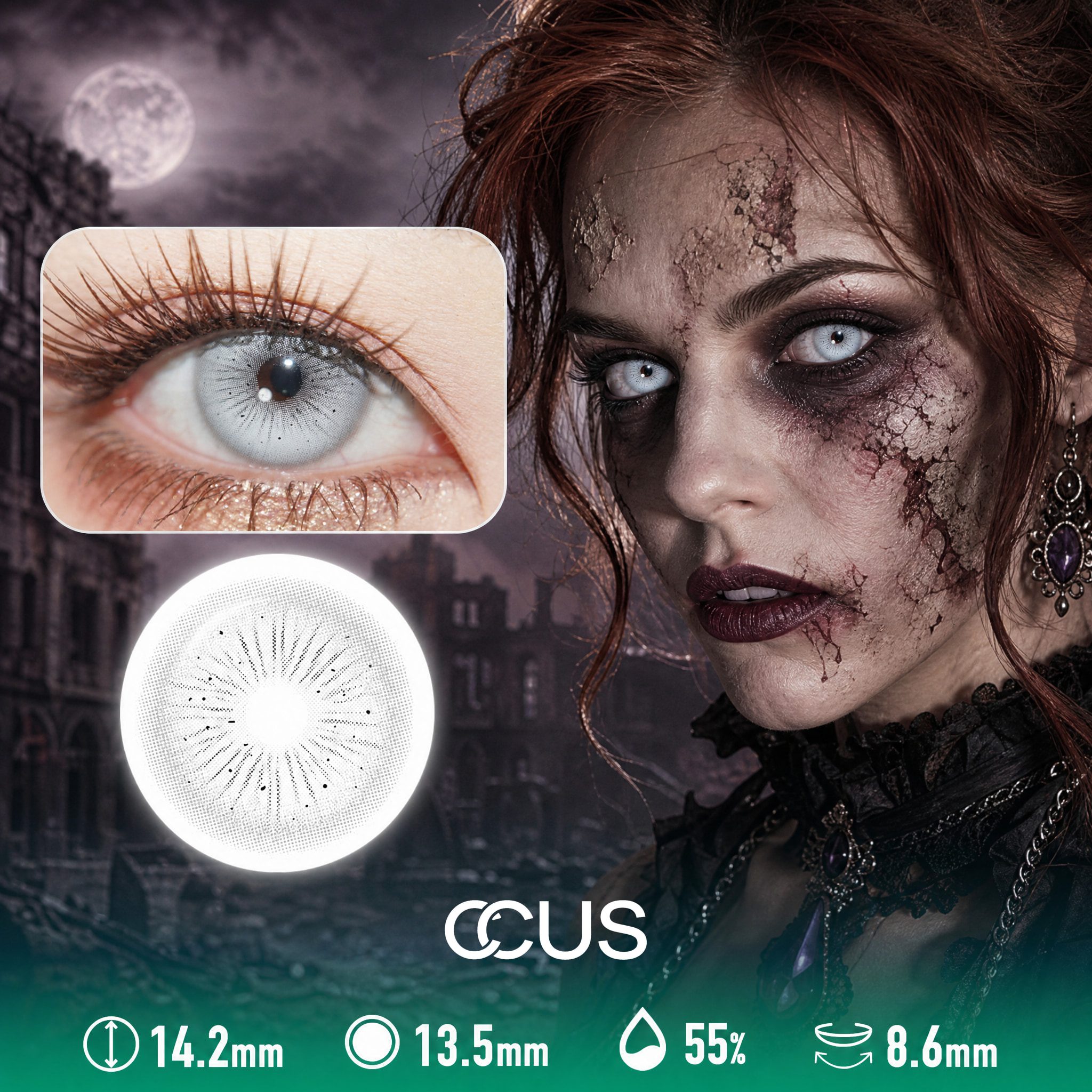 Midnight Grey Halloween Contact Lenses