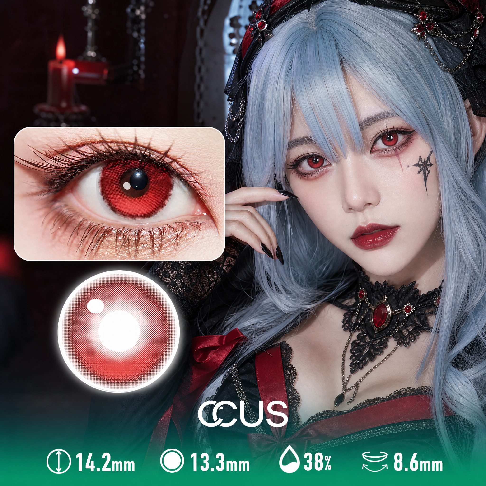 Mono : Karen Araragi Cosplay Contact Lenses - Ccus Eyewear · Premium Colored Contacts Obsidian Red Contact Lenses