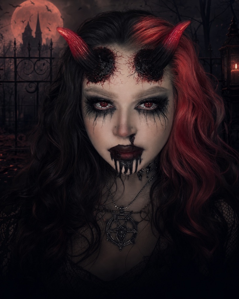 Red demon contact lenses